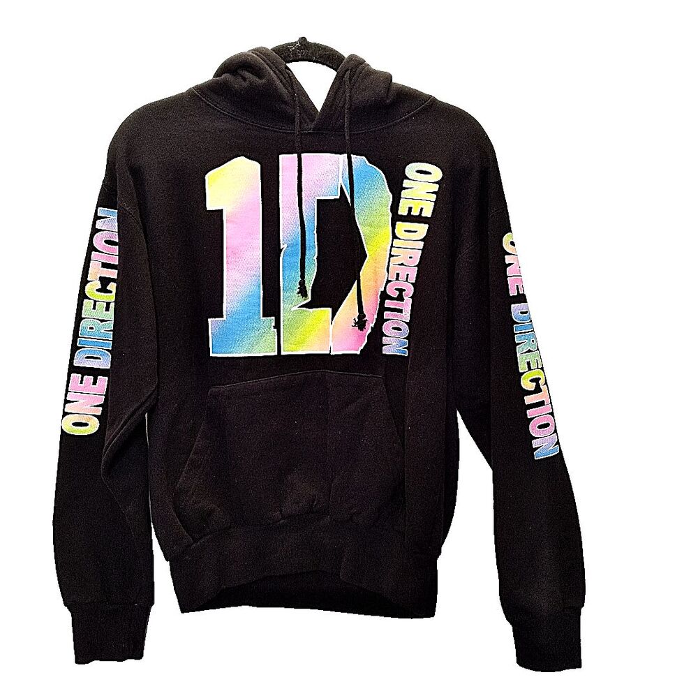One Direction Music Band Women Hoodie M Black Drawstring Pocket Pullover Graphic